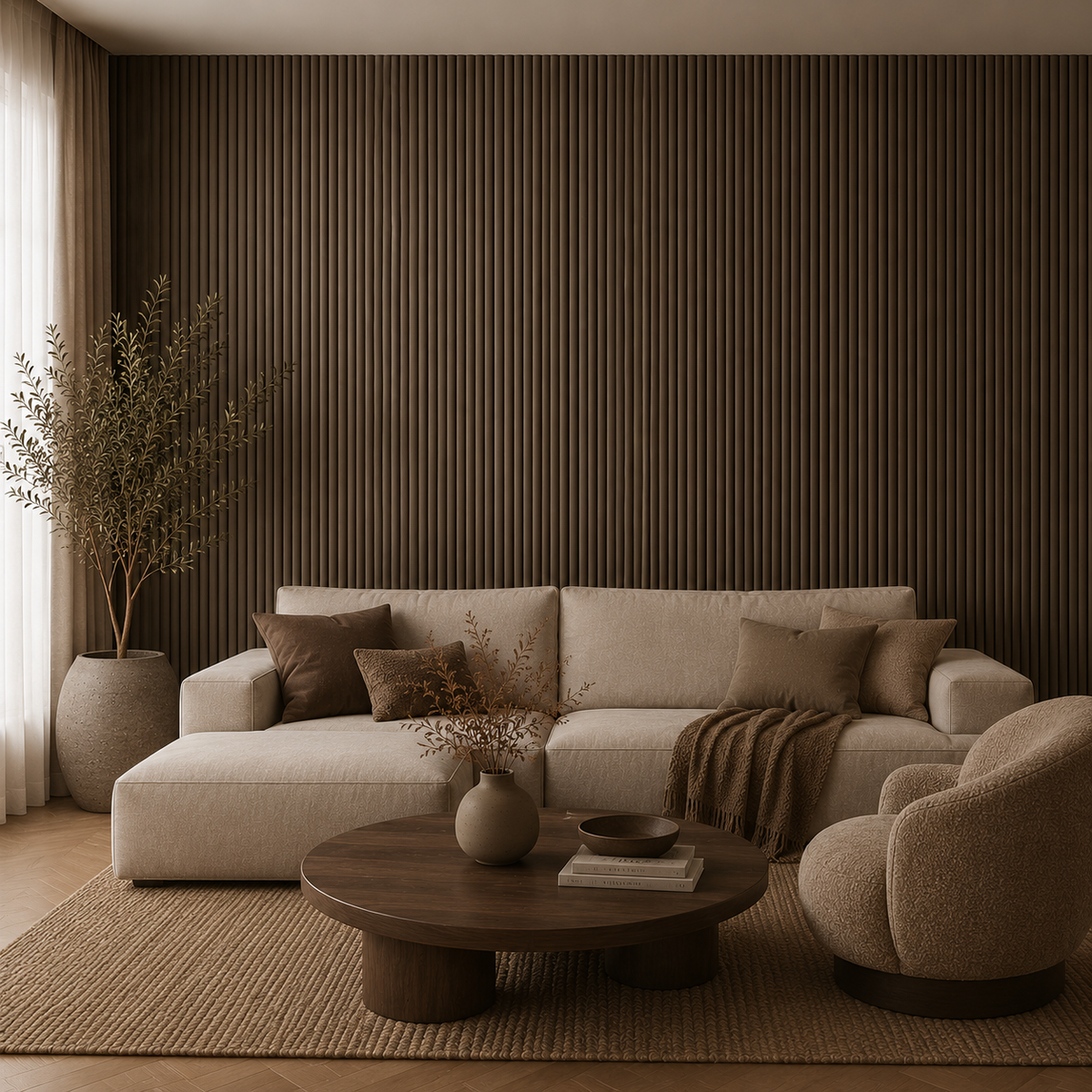 Suede Flexibel Wandpaneel | Truffle